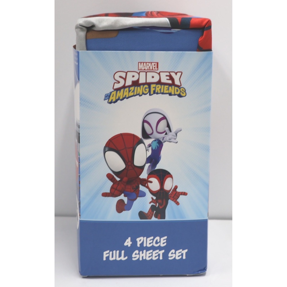 Marvel Spidey and His Amazing Friends Full Sheet Set 4pc Blue New Microfiber - Picture 4 of 6